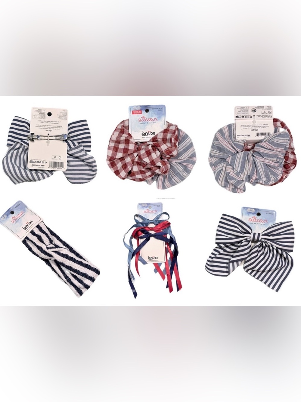 4-Piece Patriotic Nautie Red, White & the Blues Scunci Conair Hair Accessories